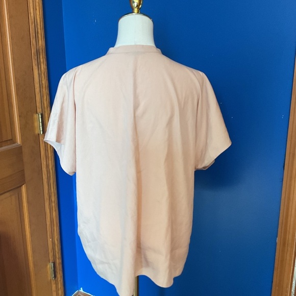 Eileen Fisher Short Sleeve TENCEL Popover Top. Peach/Beige color. Size Medium - Picture 3 of 7